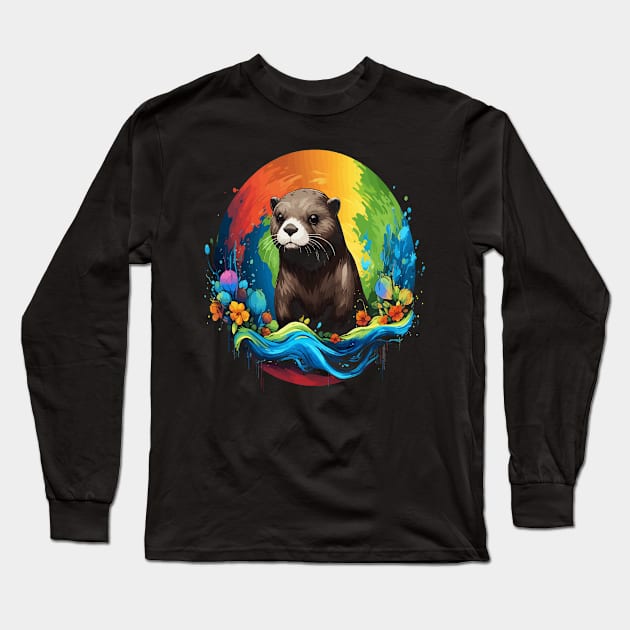 Otter Earth Day Long Sleeve T-Shirt by JH Mart